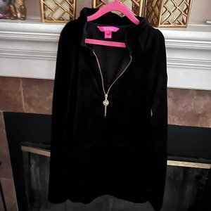 Size XS Lilly Pulitzer Onyx (Black) Velour Popover